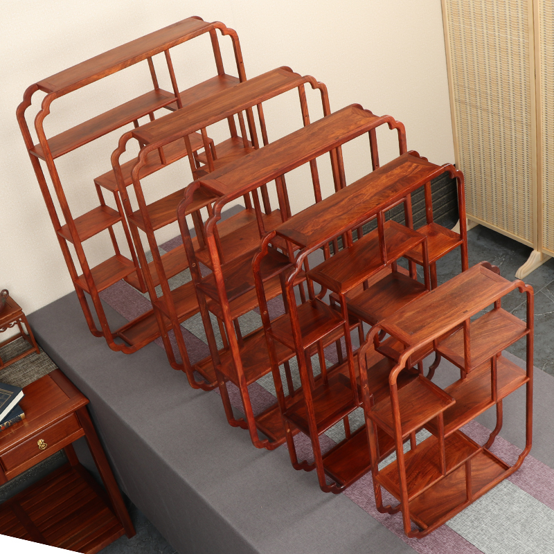 博古架多宝阁花梨木墙上置物架客厅茶具古董架展示架实木摆架