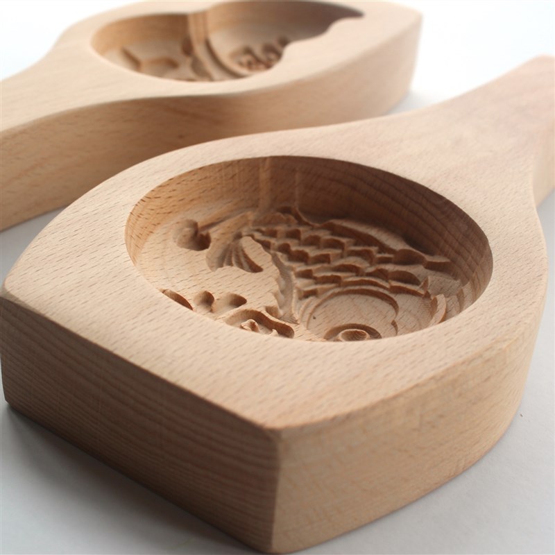 新款立体传统凹底 手工面食糕点馒头绿豆南瓜饼冰皮月饼模具木质