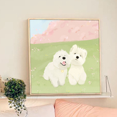 治愈系小狗数字油画diy填充涂色手工手绘卡通狗狗丙烯油彩装 饰画