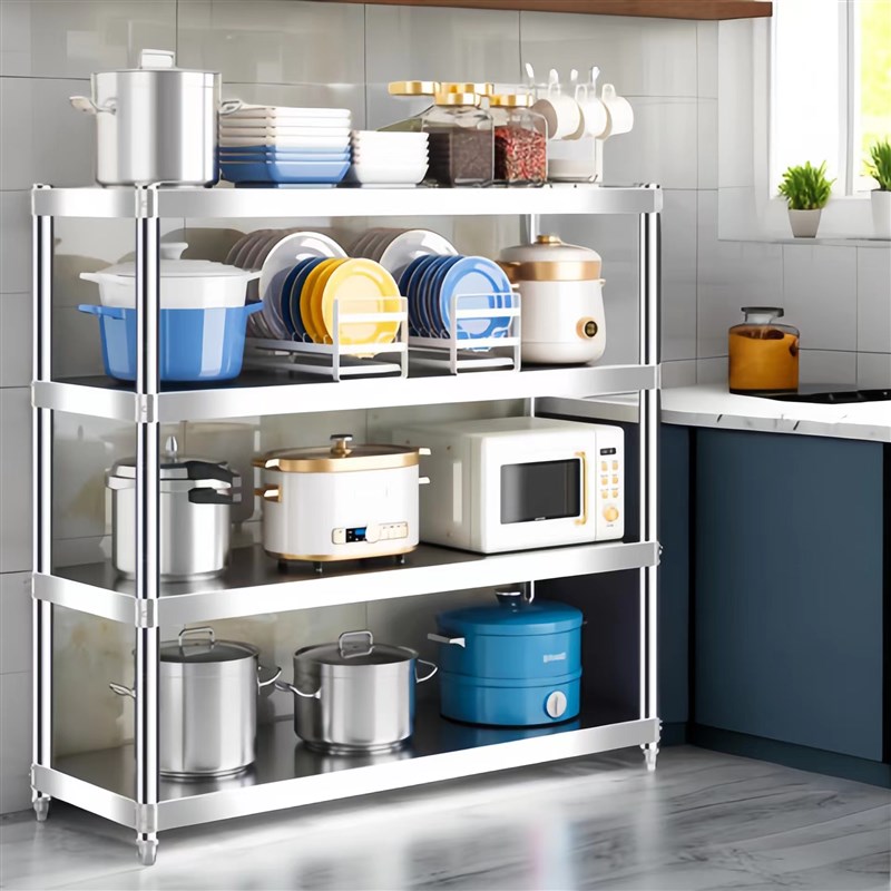 多层加厚304不锈钢货架落地置物架商用仓库家用厨房收纳架可定制