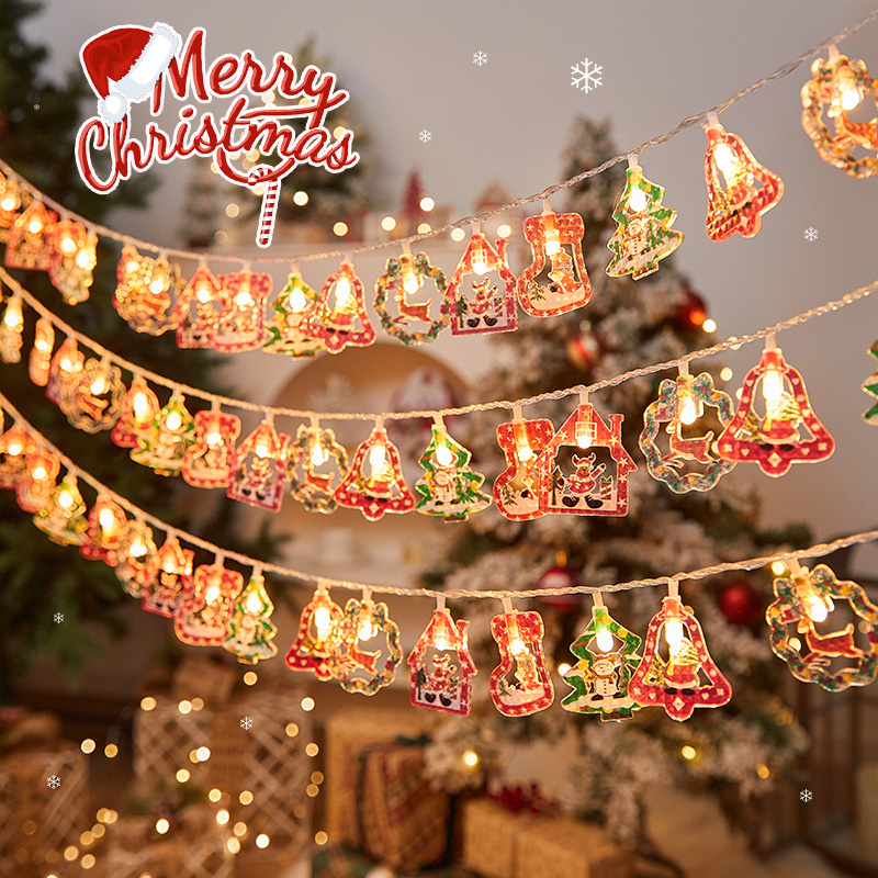 圣诞节装饰彩灯圣诞树挂件雪花五角星造型灯场景布置橱窗挂件