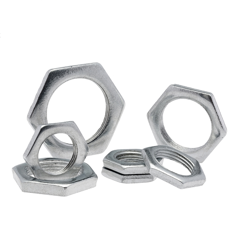 GB808铁镀锌细牙螺母六角薄螺母扁螺母灯饰螺母超薄螺母细牙螺帽