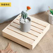 定制带轮底座滚轮托架花盆托盘万向轮可移动实木大长方形加厚底盘