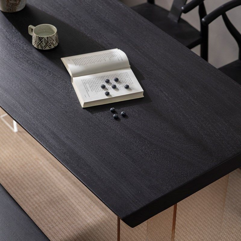 侘寂风黑色碳化实木餐桌大板原木泡茶桌长方形家用书桌工作台茶桌,住宅家具,实木餐桌,淘宝优惠券,粉丝福利购,淘宝优惠卷