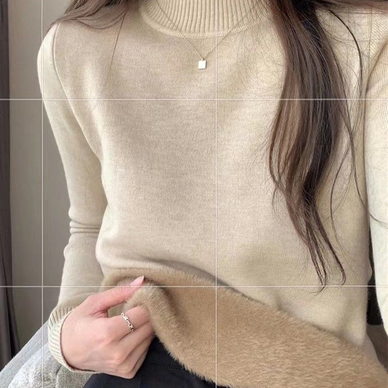 秋冬加绒毛衣女加厚一体绒内搭大码半高领套头打底针织衫保暖上衣,女装/女士精品,毛衣,淘宝优惠券,粉丝福利购,淘宝优惠卷