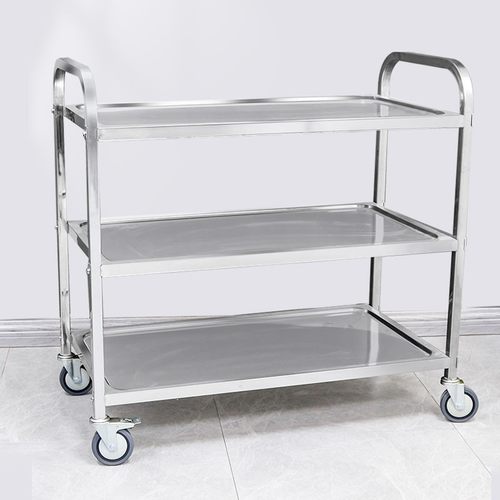 诺美恒盛不锈钢三层餐车加厚无磁酒店上菜车移动饭店收餐车商用