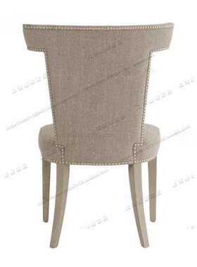 美式做旧实木布艺餐椅酒店咖啡厅休闲椅子北欧轻奢家用餐厅书椅