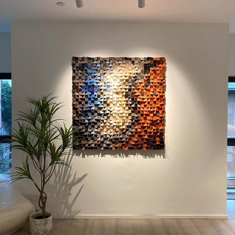 现代立体木头装饰画手工镶嵌装置实物画简约客厅壁画玄关艺术挂画