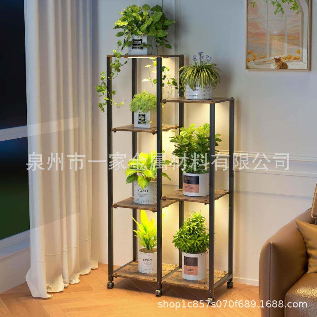 铁木结合花盆架室内简约多层花架落地式花架子适合客厅阳台