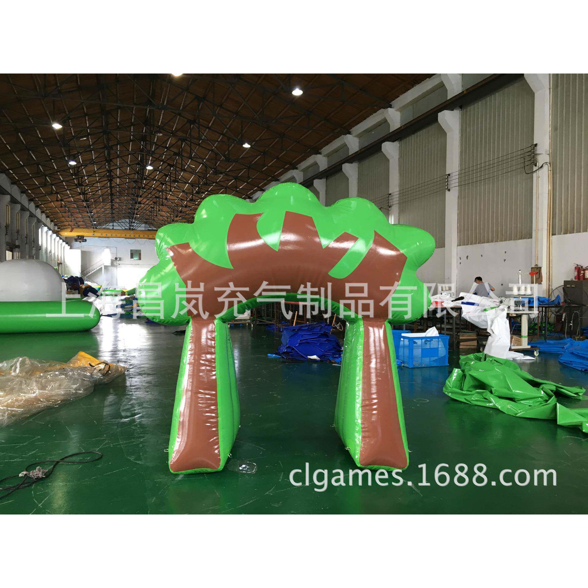 制做闭气拱门仿真异形绿色树木拱门儿童乐园道具充气门头隧道