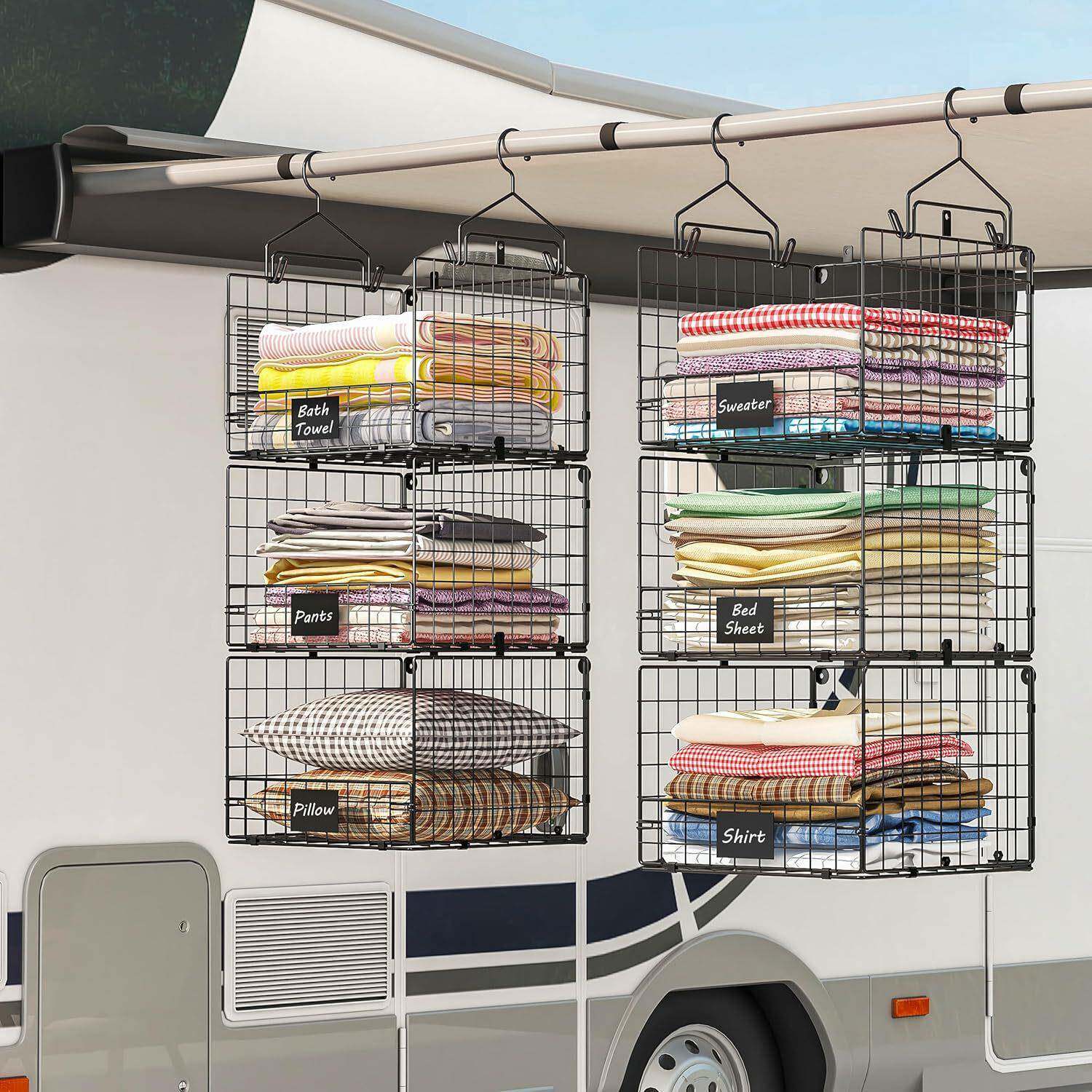 可折叠多层置物架厨房客厅衣柜收纳架挂壁式收纳篮挂篮