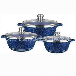 28小号6pcs件套大理石锅具铝制不粘锅麦饭汤锅铝压铸六件