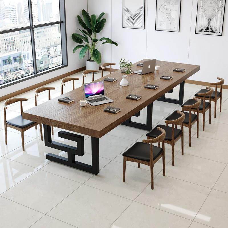 实木会议桌长桌现代简约办公培训桌简易新中式大型北欧工业风家具