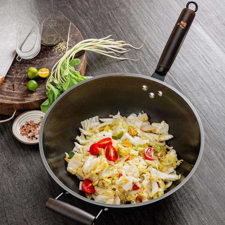 铁锅炒锅家用不粘锅铸铁锅无涂层电磁炉锅具加深容量32CM