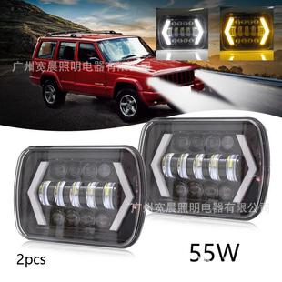 6X75X7方灯7寸方形55W头灯牧马人YJ切诺基XJ卡车大灯