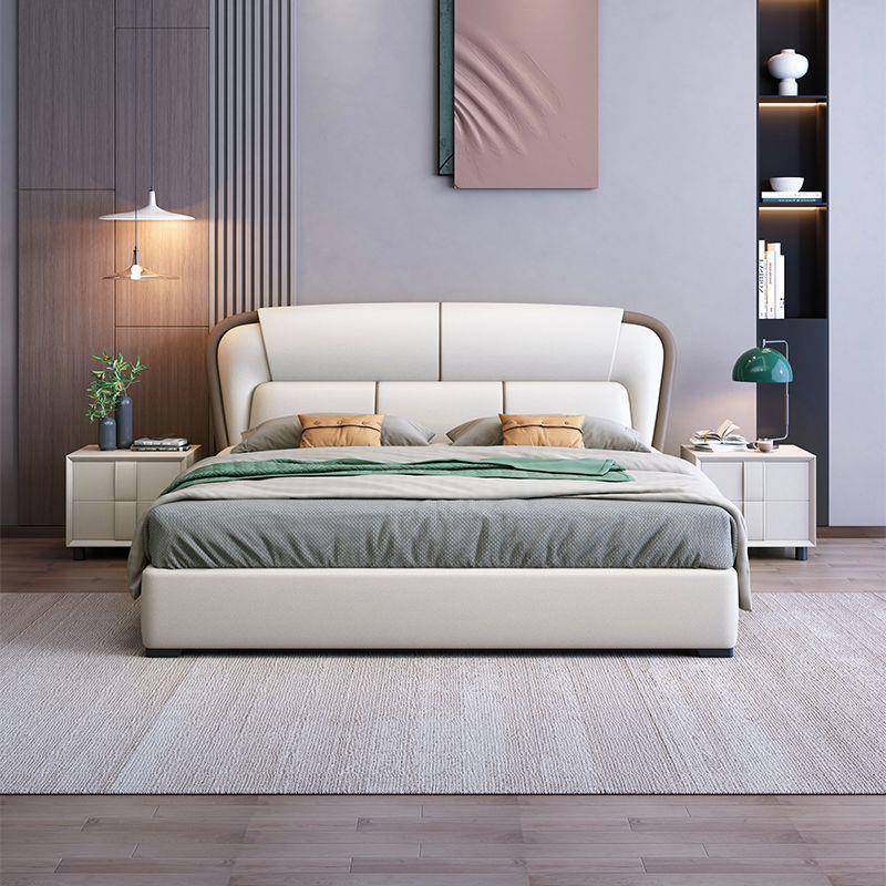 2025新款意式轻奢现代真皮床简约主卧大床新款床双人高档婚床