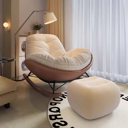 北欧风单人摇椅懒人沙发阳台客厅卧室休闲可躺可睡豪华蛋壳企鹅椅