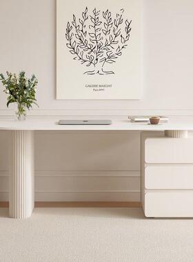 书桌电脑桌奶卧室家用2ENM25年新小型岩板办0款公桌简约现代油风