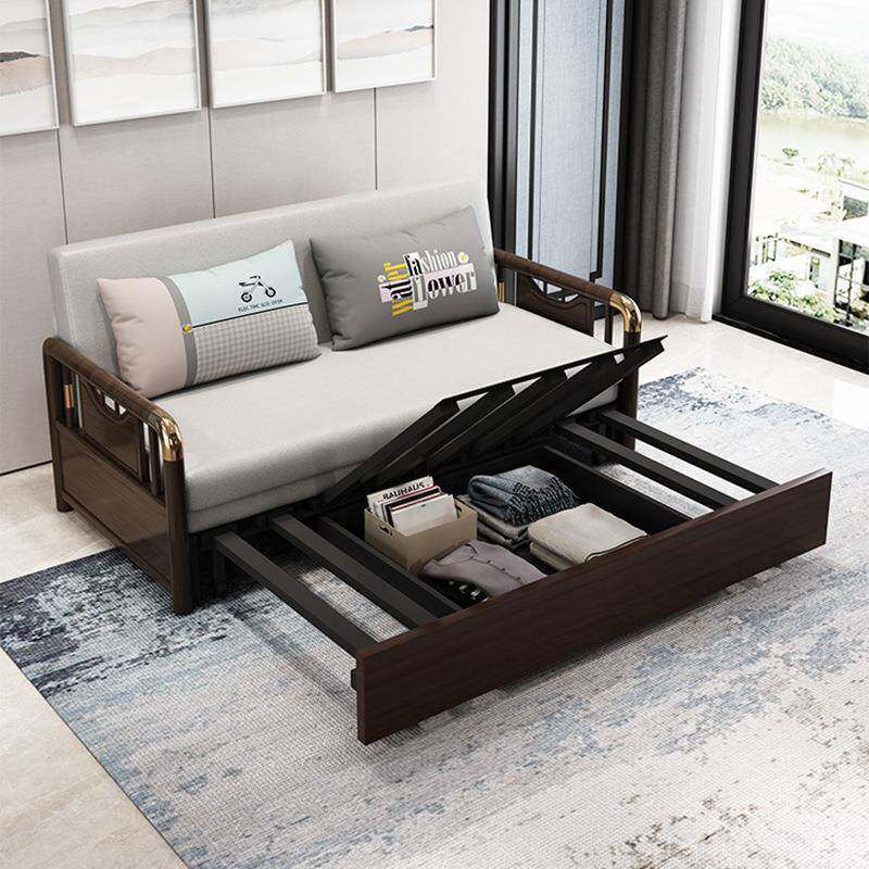 新中式实木沙发床折人叠双贵妃多功能可小户型带601储卧物坐两用