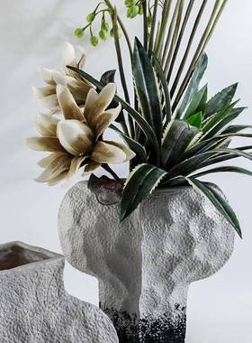 新中式复做旧树黑白水墨花瓶别墅古酒店GD-H85玄关客厅花干器艺脂