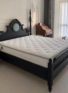 法古式复双人床黑色别墅高端主床卧大床雕花JEU软包美式轻奢风实