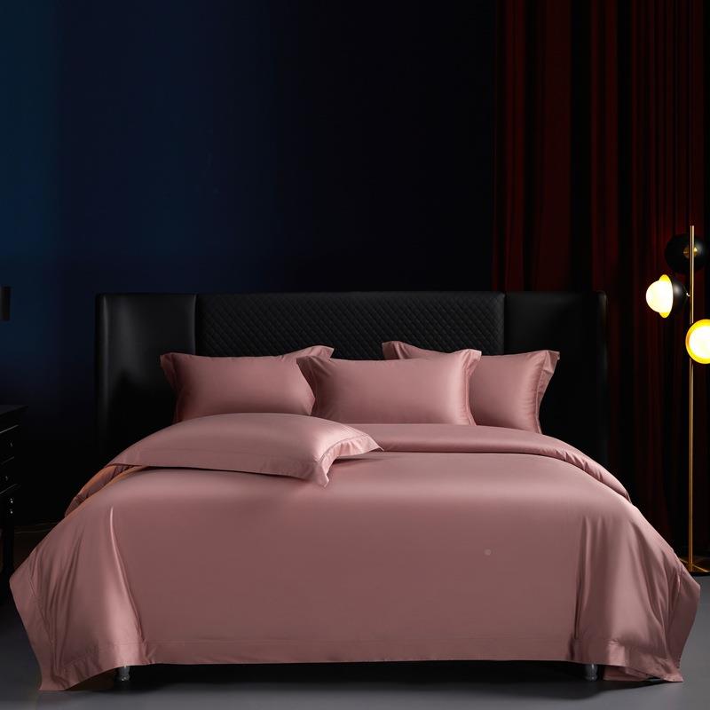 高端轻奢140支双MET全股织长绒棉四件套贡缎家用定纯色床棉品