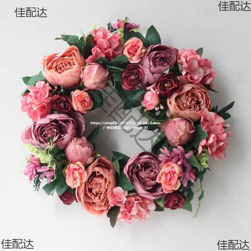 布F3SdQ5Nr牡绢丹仿花环真门饰门环装饰花绢花仿花壁饰真挂饰