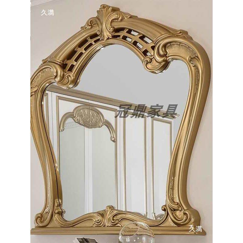 式法主卧梳妆台镜子金JGU古色复化妆古镜欧式中新中式雕花壁挂镜