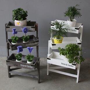 架架伸古缩花架创意折GFT叠三层小花架拐角花多肉花盆子复实木多