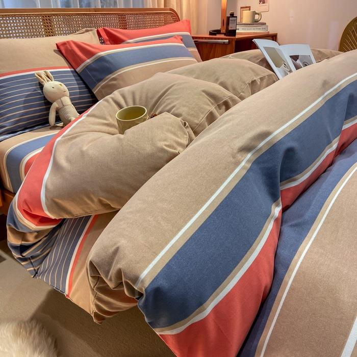 新款纯式棉四件欧风全棉件床上四MSF02件套加厚亲肤磨毛四套厂套