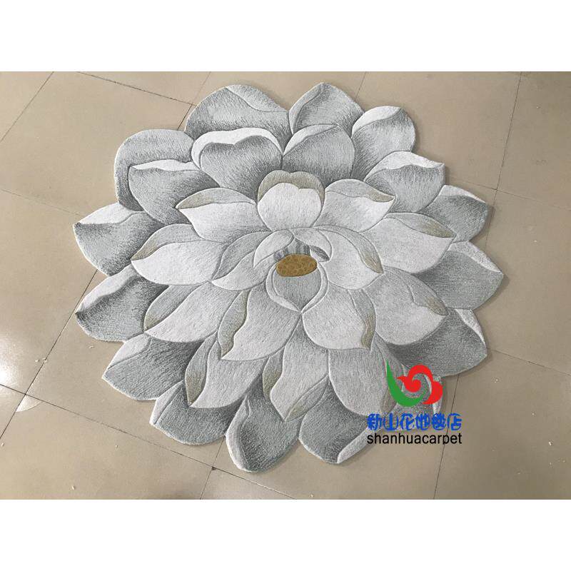 新西进羊口毛象中式牡丹花兰朵圆形客1220厅茶几地毯餐厅抽书桌门