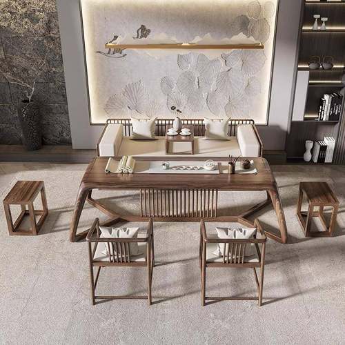 式新中实客木LPT茶桌椅组合全套办公室客厅家用高端茶馆茶会泡茶