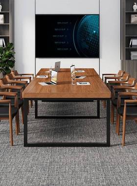 实木大型会议桌原办桌长桌oft工作台电2021-100脑桌木现代公简约