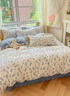加厚AL101120磨毛床上用品床四件套秋季冬单被套床笠款纯棉生学宿