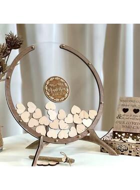 圆形意毕业季FUO签到本摆簿商务年会结婚创礼木片名板框墙签布置