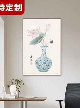 新中式三联画沙发背景壁客装饰画俗KZN风厅民宿卧民室餐厅饭店挂