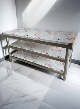 04加厚不锈钢工作桌子三两3层打荷店VNS商用厨房切菜台操作垒德饭