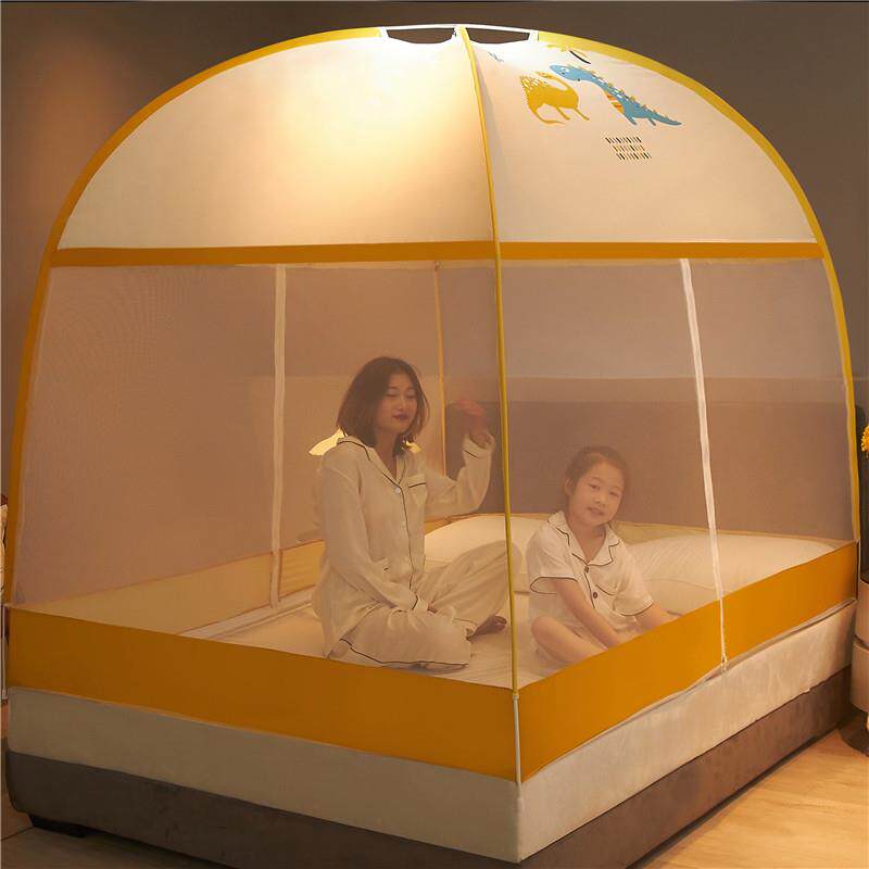 夏季蒙古包蚊帐全底夏季防蚊帐免安装儿童蚊帐家用卡通款防尘帐