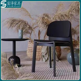 新款现代简约极简家用餐厅设计师款高级感实木靠背餐桌椅洽谈椅