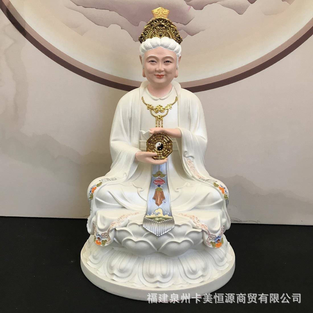 彩绘无生老母像体家用客厅招财无极老母骊山老母神像桌面摆件
