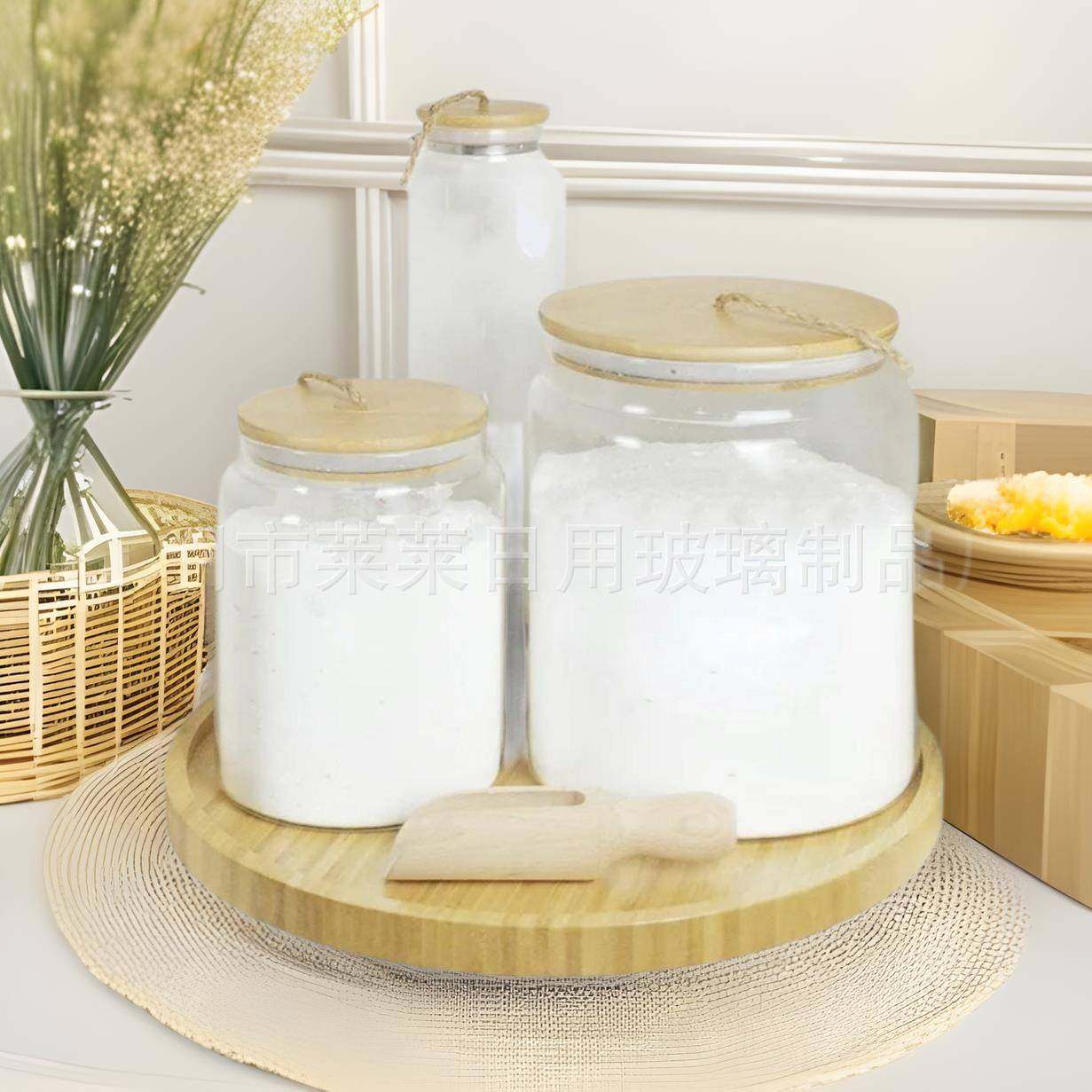 大容量竹盖玻璃收纳罐组合带竹托盘高硼硅玻璃储物罐套装带木铲勺,纺织面料/辅料/配套,纺织机械配件,淘宝优惠券,粉丝福利购,淘宝优惠卷