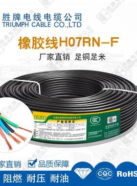 胜牌路灯欧规VDE橡胶线抗老化阻燃H07rn-f2*2.5mm户外灯具电线