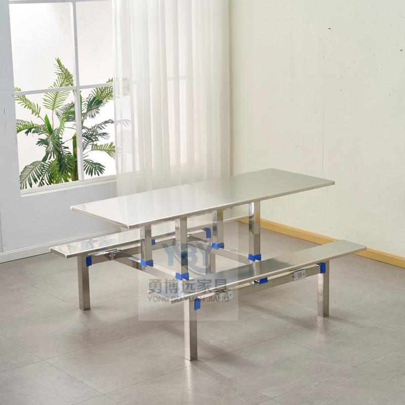 食堂餐桌椅不锈钢餐桌椅学校学生员工连体快饭堂餐桌商用