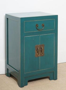 新中式轻奢现代收纳柜床卧简约床头室柜复古实木77728储边物柜家