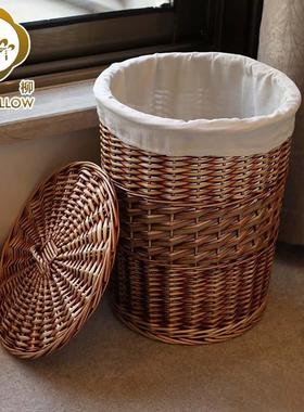 金柳藤编织脏衣篮容量收纳筐FEL卫生间洗衣篮卧物室衣大桶衣脏篓