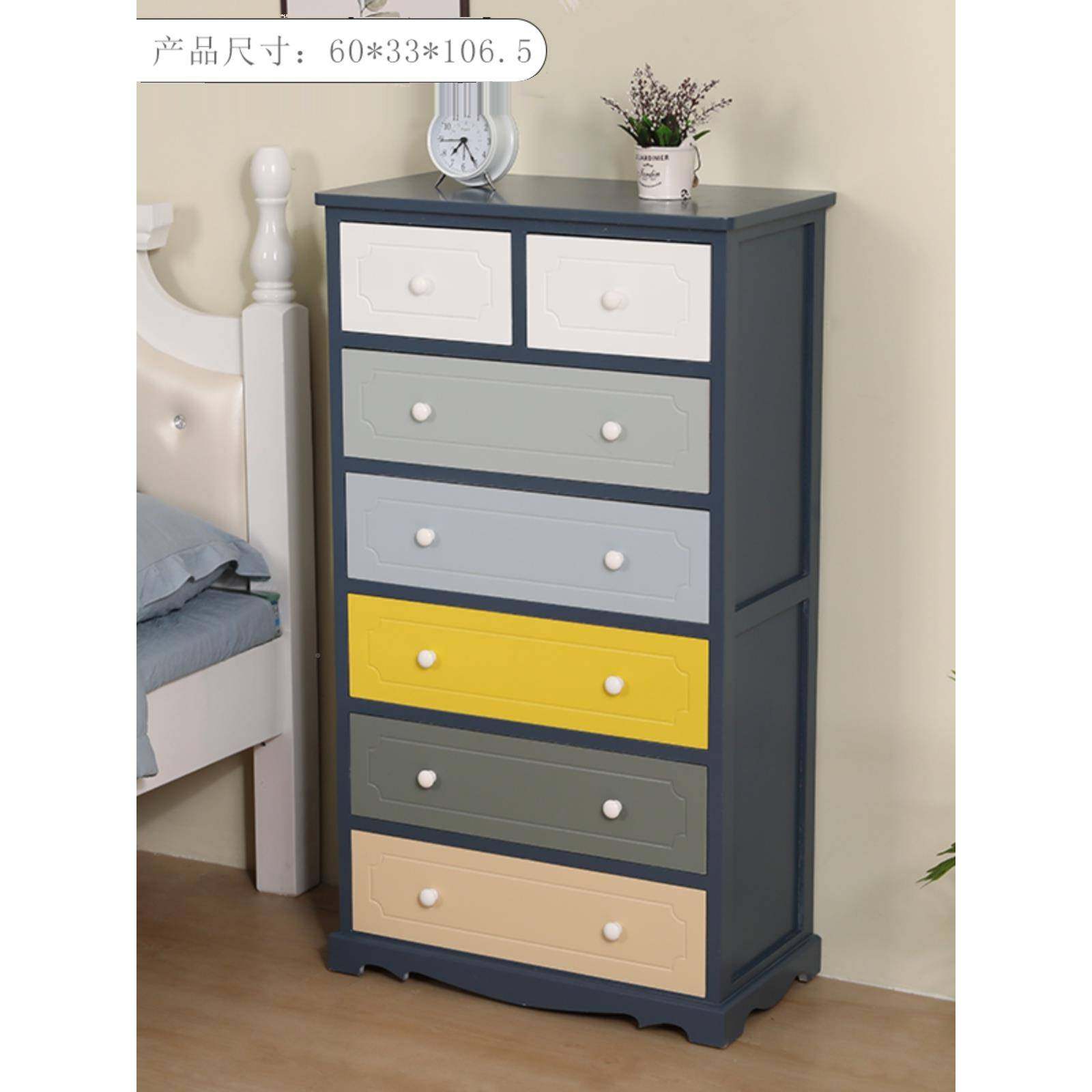 斗柜式五斗柜实木客厅储柜物餐边柜窄柜色白夹缝抽RQL屉整装收纳