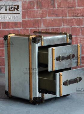 皮铆钉木条装饰角几j8508酒吧客厅复边古几LOF工业风T沙铝发边几