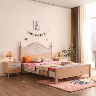 小实木儿童床1米5单人床简102约储户型樱桃木男孩孩公主物女床