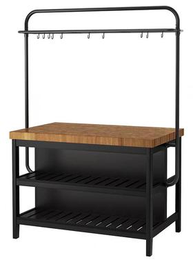 开放式厨房移料理台架岛带台柜铁TNO艺木橱柜吧台动一体桌中岛实