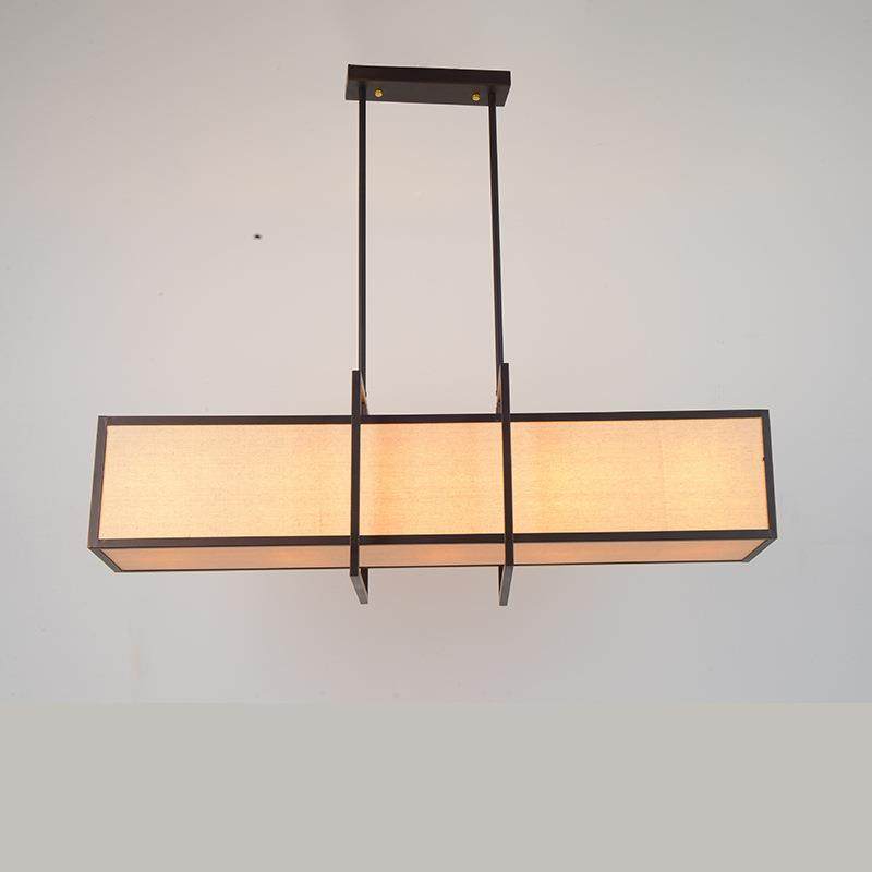 新中式NPT吊灯古长厅方形餐厅客灯酒店仿艺吧台创意铁艺led布灯罩